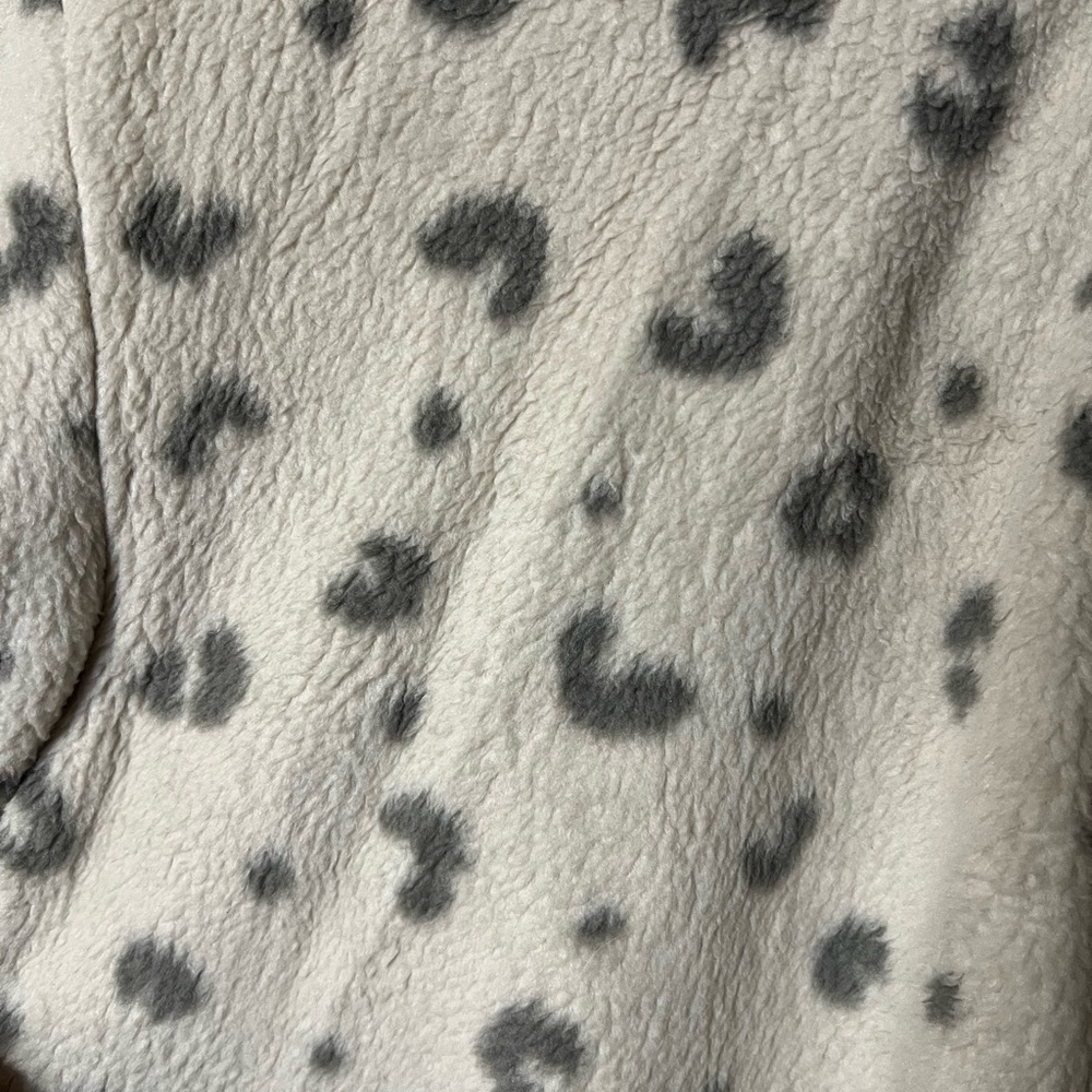 Abercrombie & Fitch Soft AF Cream & Black Fleece Leopard Quarter Zip Size XL - Picture 5 of 8